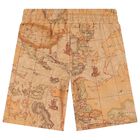 Boys White & Beige Geo Map Shorts Set, 1, hi-res