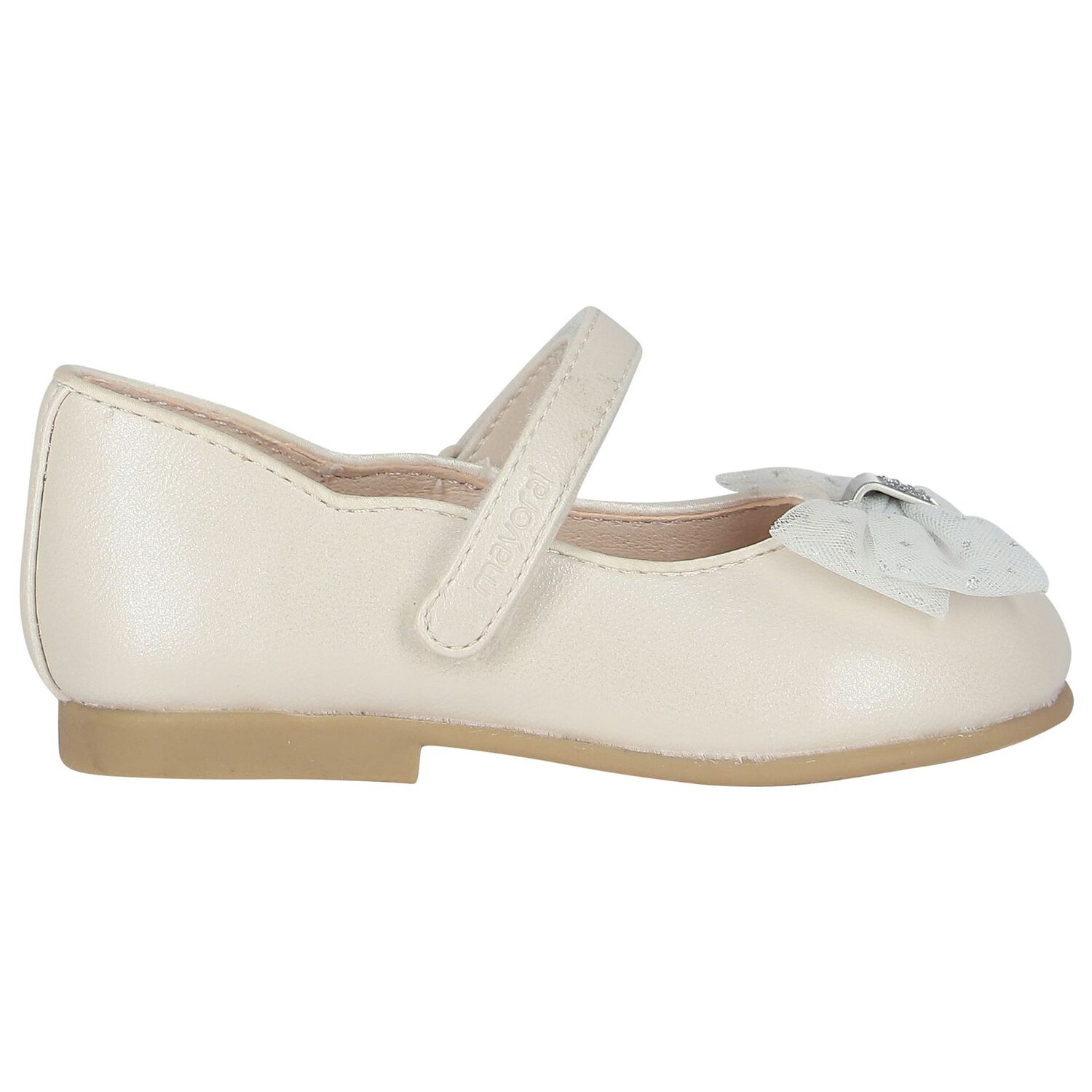Younger Girls Ivory Bow Shoes, 3, hi-res image number null