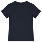 Boys Navy Blue & Gold Logo T-Shirt, 2, hi-res