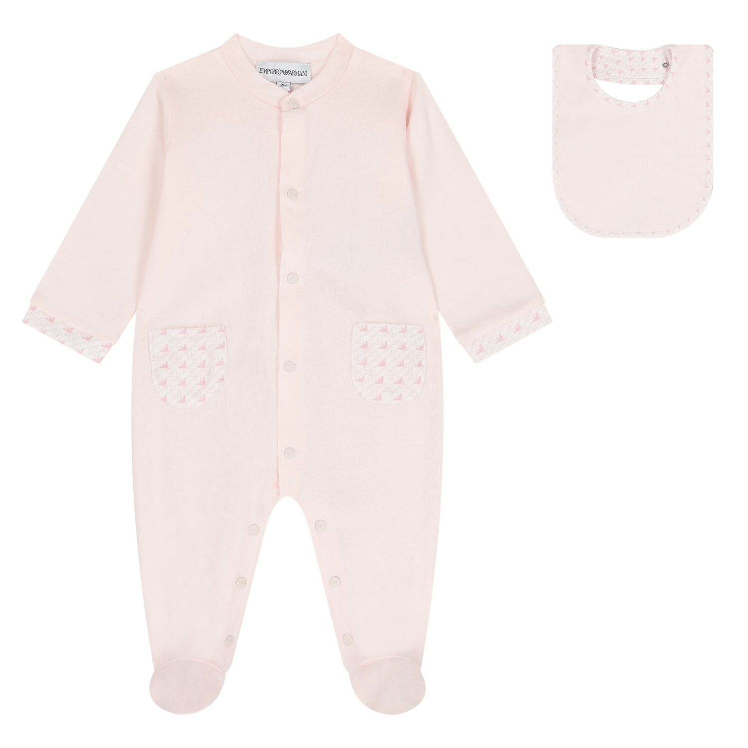 Baby Girls Pink & White Logo Babygrow Set, 2, hi-res