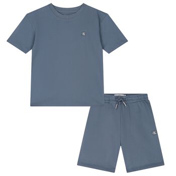 Boys Blue Cotton Shorts Set