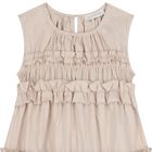 Girls Gold Poplin Ruffle Dress, 1, hi-res