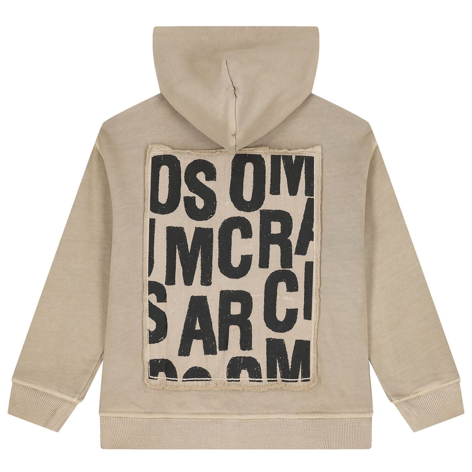 Boys Beige Logo Hooded Top, 1, hi-res