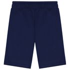 Boys Navy Blue Logo Shorts, 1, hi-res