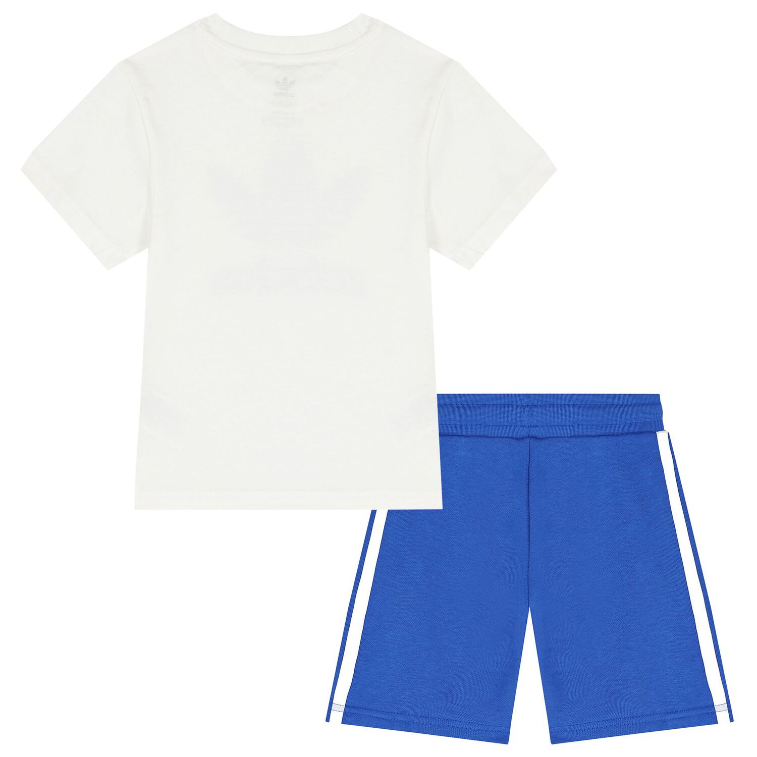 White & Blue Logo Shorts Set, 1, hi-res