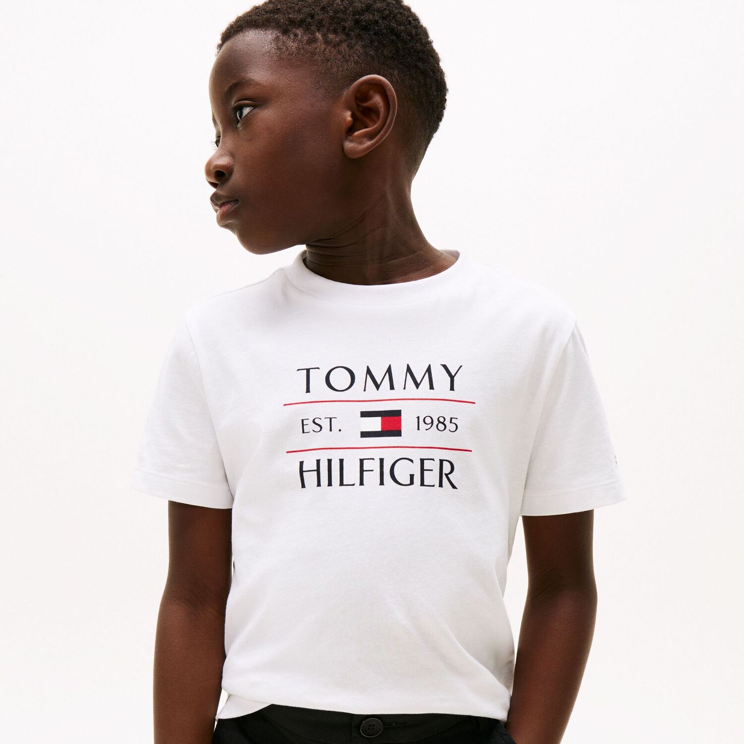 Boys White Flag Logo Cotton T-Shirt, 4, hi-res