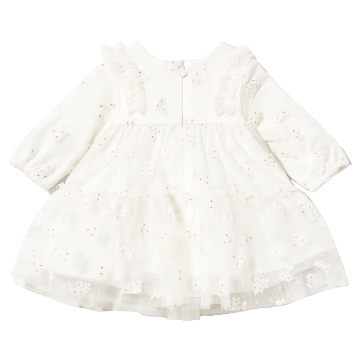 Baby Girls Ivory Floral Tulle Dress, 1, hi-res