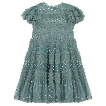 Girls Green Sequin Tulle Dress