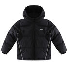 Boys Black Logo Hooded Top, 1, hi-res