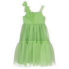 Girls Green Tiered Dress, 1, hi-res