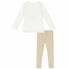 Girls White & Beige Leggings Set, 1, hi-res