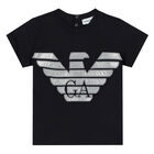 Younger Boys Navy Logo T-Shirt, 2, hi-res