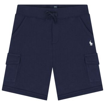 Boys Navy Blue Logo Shorts