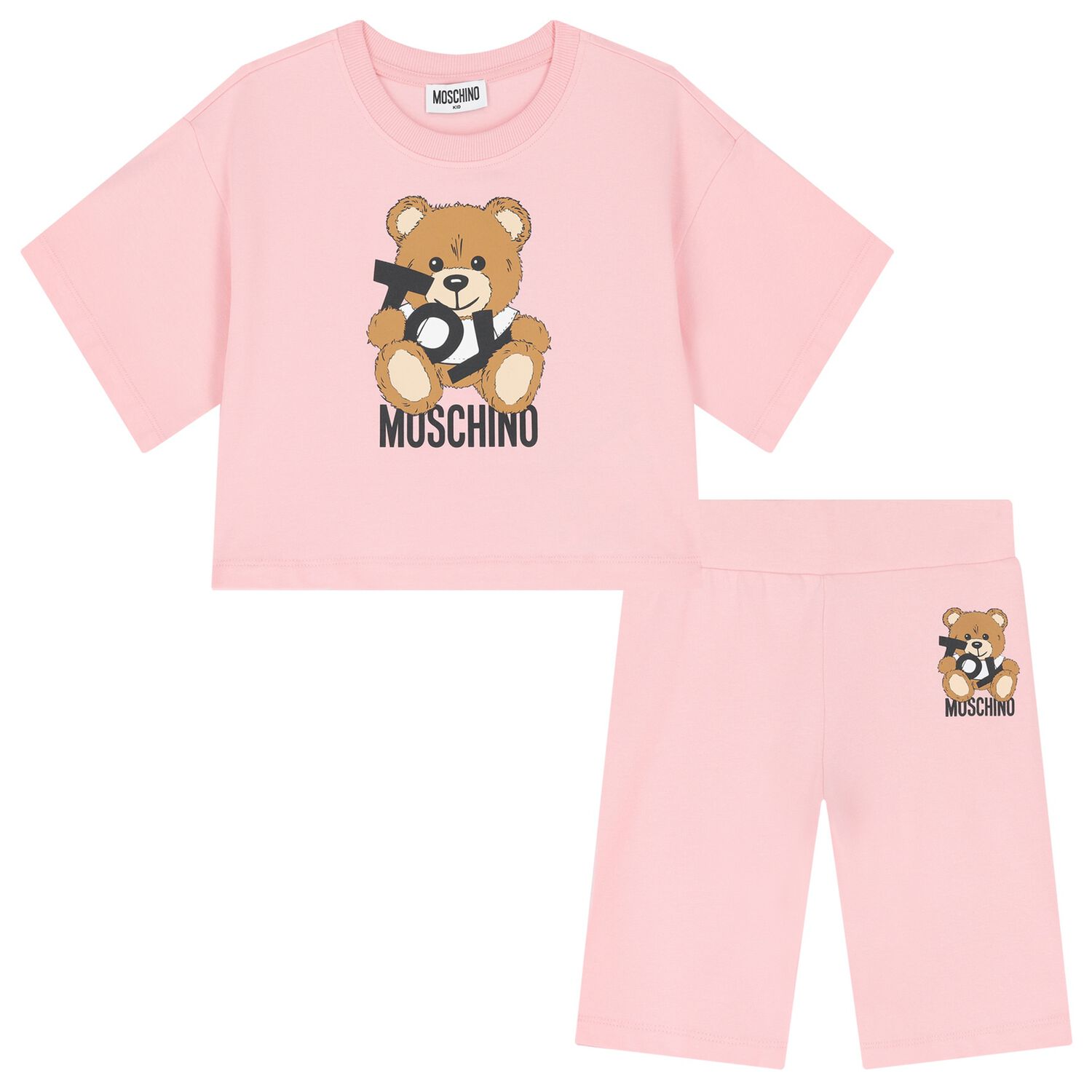 Girls Pink Teddy Bear Cycling Shorts Set, 1, hi-res image number null