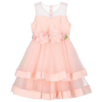 Girls Pink Floral Tulle Dress
