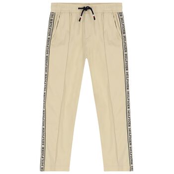 Boys Beige Logo Trousers