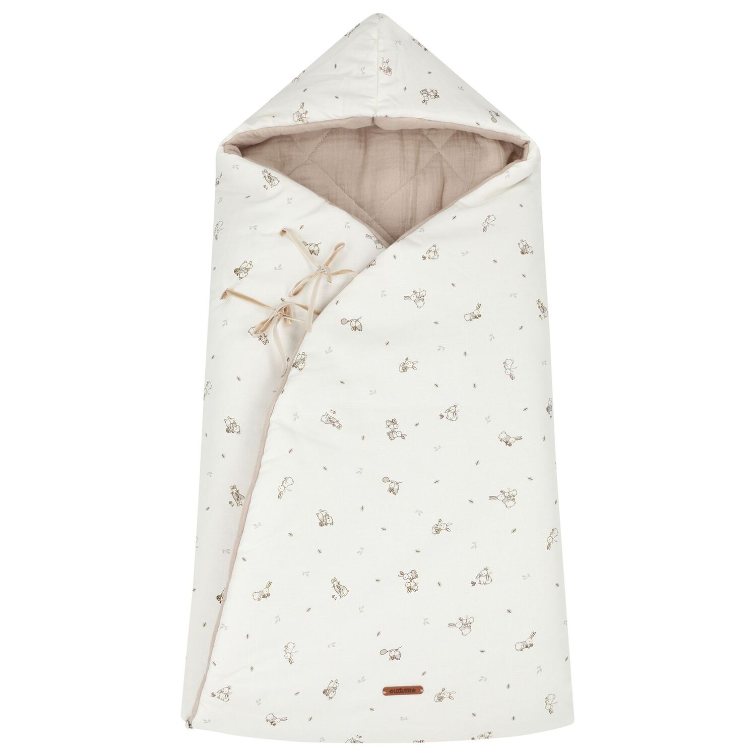 Ivory & Beige Hooded Reversible Baby Nest, 1, hi-res