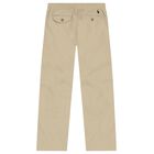 Boys Beige Logo Trousers, 1, hi-res