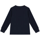 Boys Navy Blue Logo Long Sleeve Top, 4, hi-res