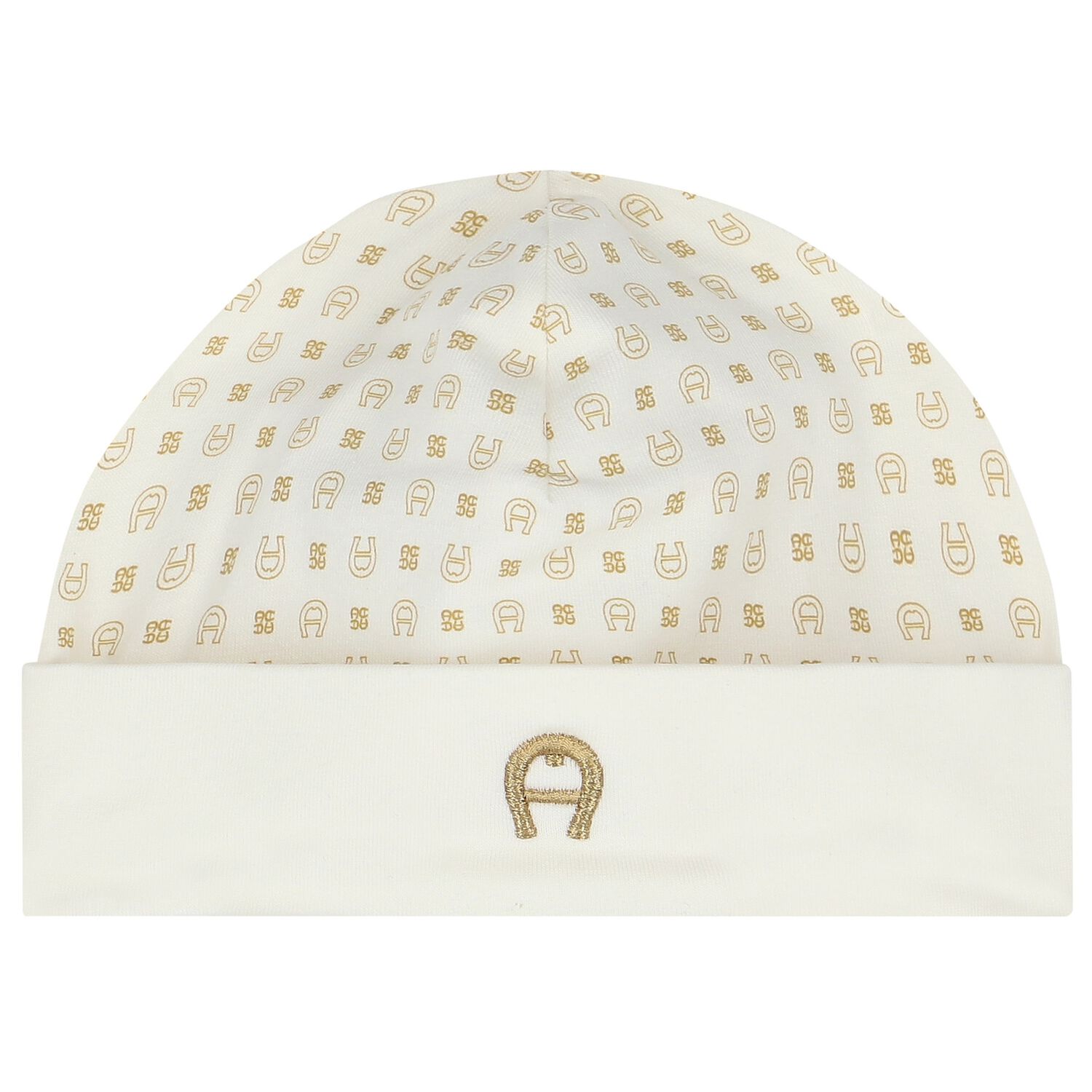 Ivory & Gold Logo Baby Hat, 1, hi-res