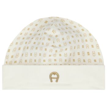 Ivory & Gold Logo Baby Hat