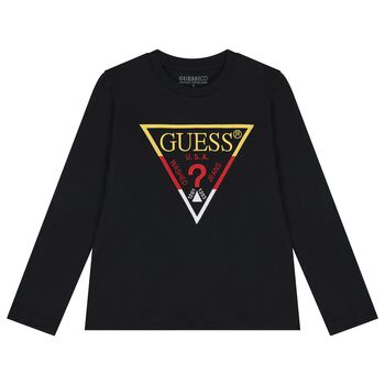 Boys Black Logo Long Sleeve Top
