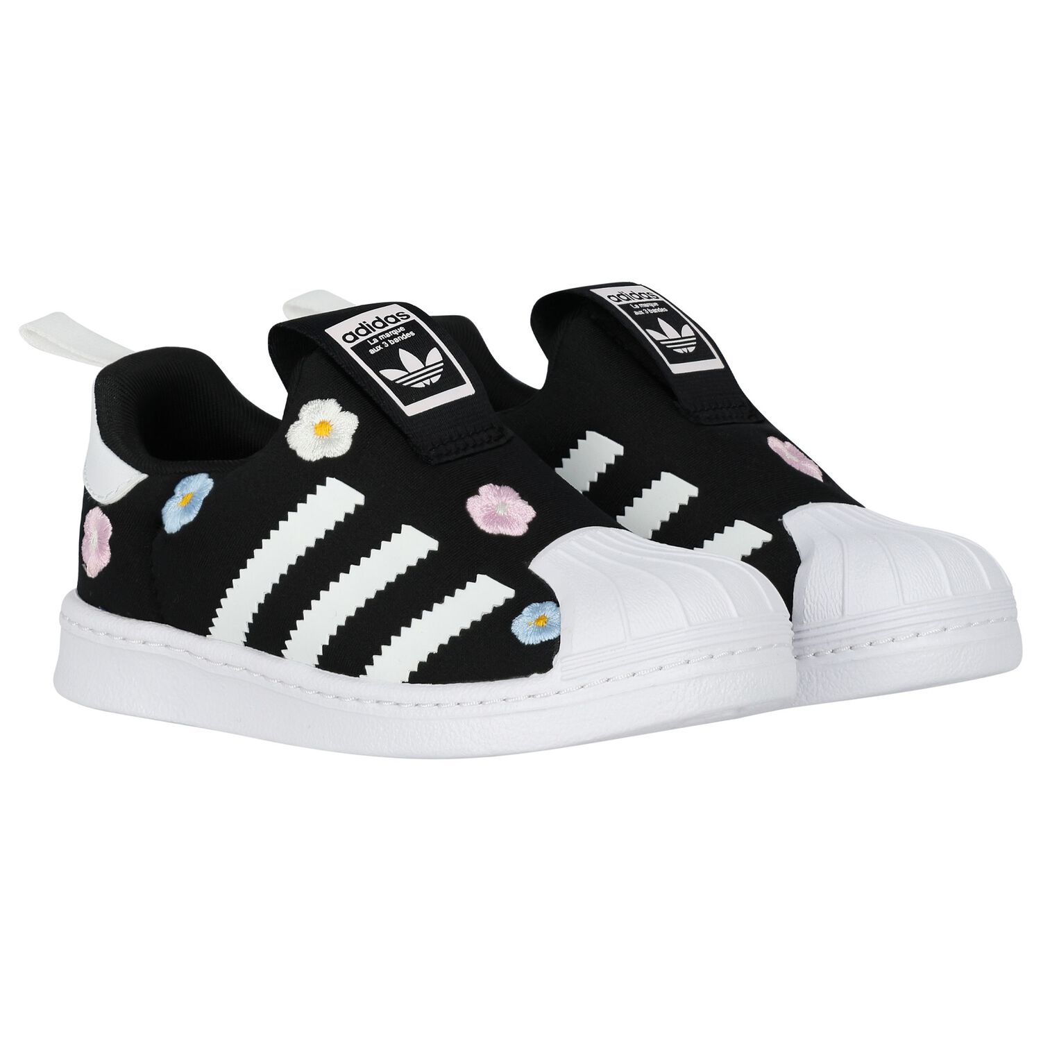 Girls Black & White Superstar 360 Trainers, 1, hi-res image number null