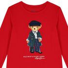 Girls Red Logo Polo Bear Long Sleeve Top, 2, hi-res
