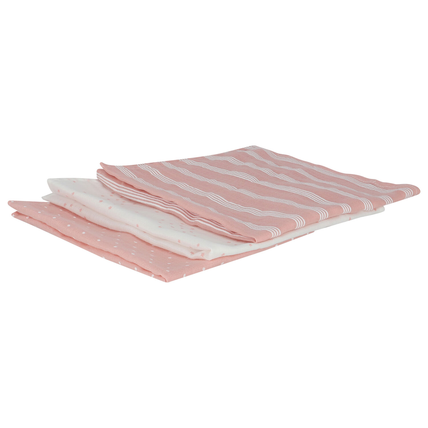 White & Pink Muslin Set ( 3-Pack ), 3, hi-res image number null