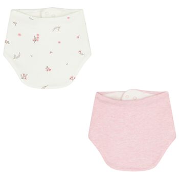 Baby Girls White & Pink Bibs ( 2 Pack )