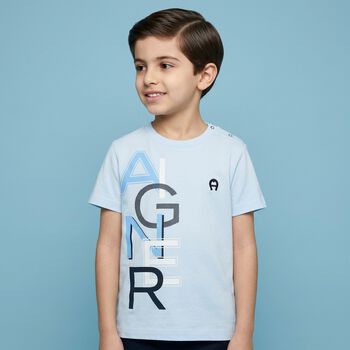 Younger Boys Blue Logo T-Shirt