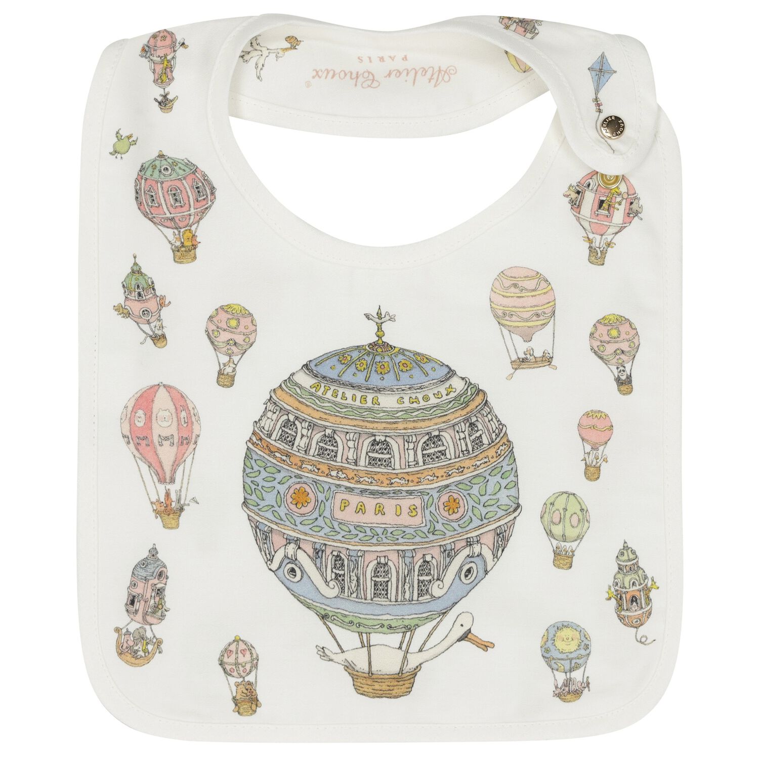 Ivory Hot Air Balloon Baby Bib, 1, hi-res