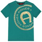 Boys Green & Gold Logo T-Shirt, 2, hi-res