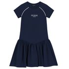 Girls Navy Blue Logo Dress, 2, hi-res