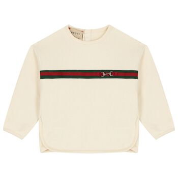 Ivory Web Striped Sweatshirt