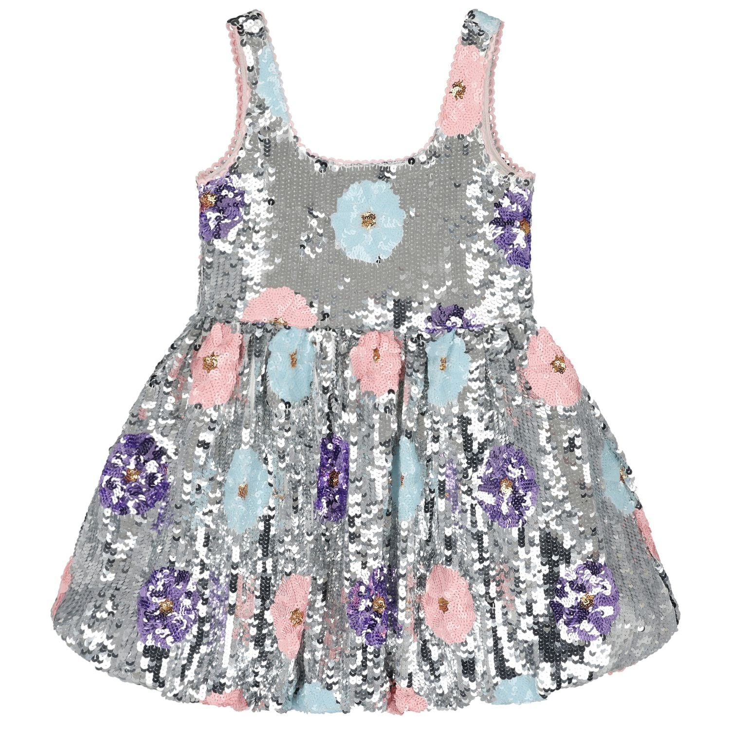 Girls Silver Sequin Dress, 1, hi-res