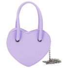 Girls Purple Leather Heart Handbag, 2, hi-res