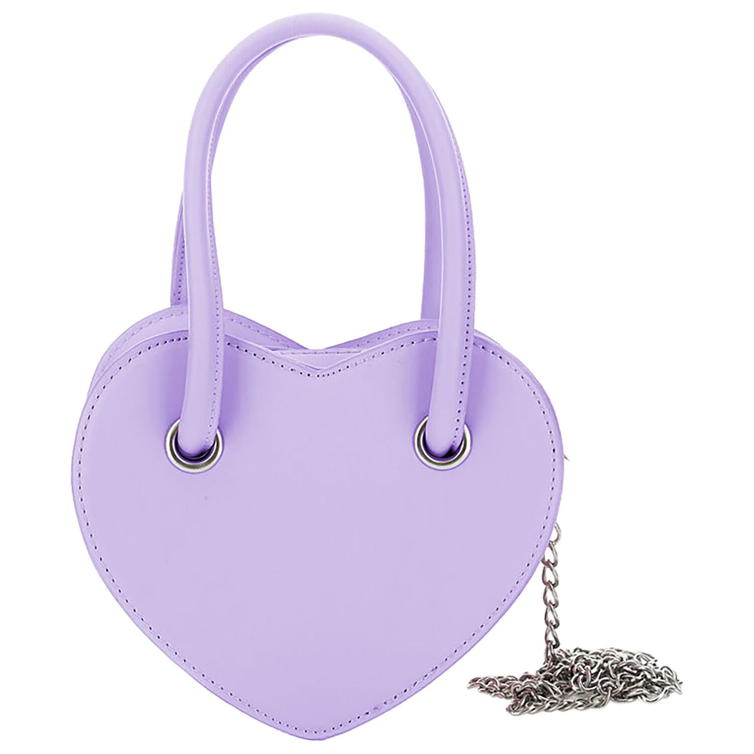 Girls Purple Leather Heart Handbag, 2, hi-res