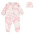 Baby Girls Ivory & Pink Geo Map Babygrow Gift Set, 3, hi-res