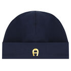 Navy Blue & Gold Logo Baby Hat, 3, hi-res