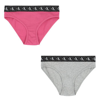 Girls Pink & Grey Bikini Brief (2-Pack)