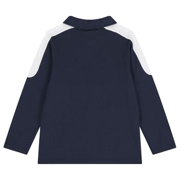 Boys Navy Blue & White Logo Polo Shirt