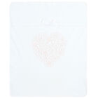 Baby Girls White Floral Blanket, 1, hi-res