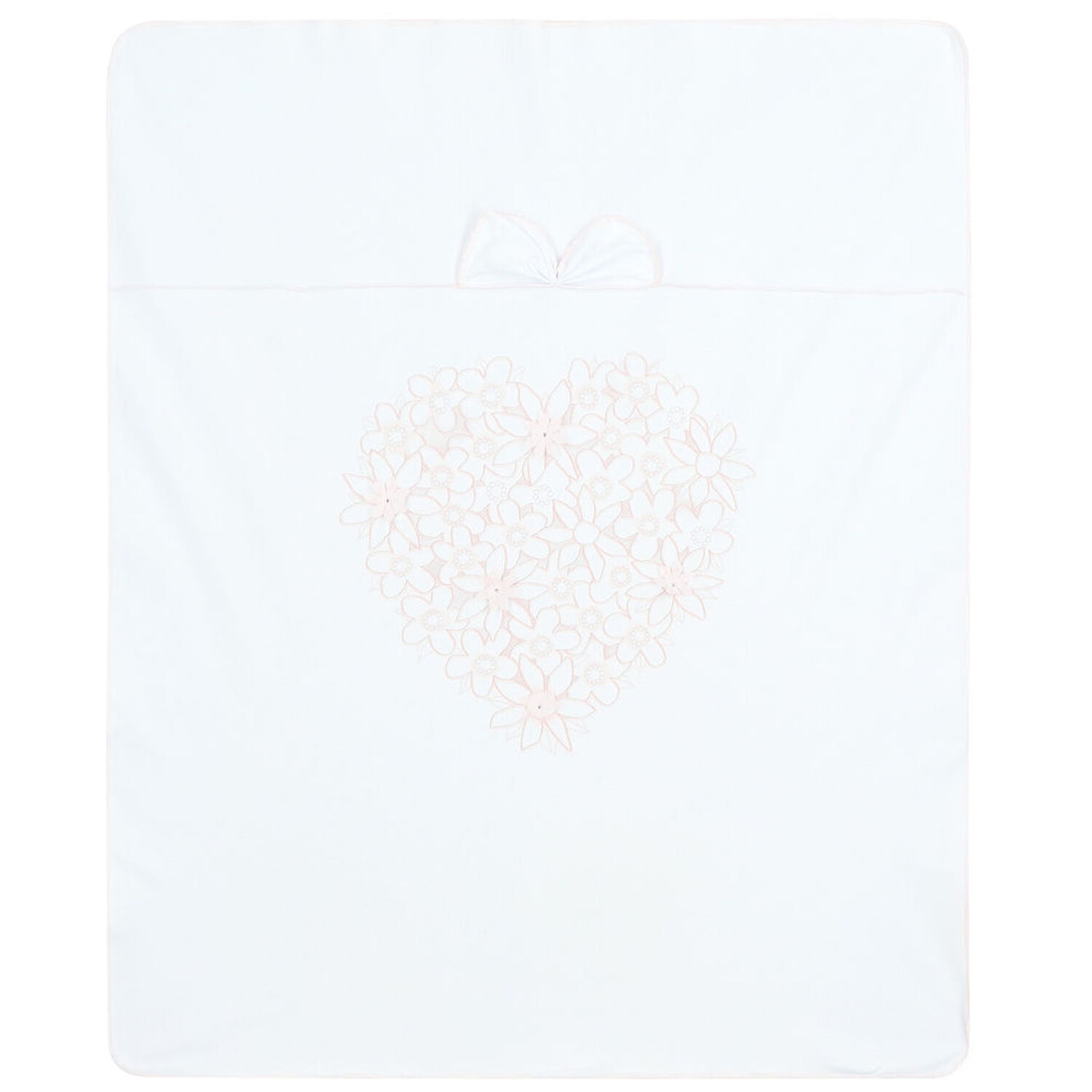 Baby Girls White Floral Blanket, 1, hi-res