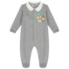 Grey Teddy Bear Logo Babygrow, 1, hi-res