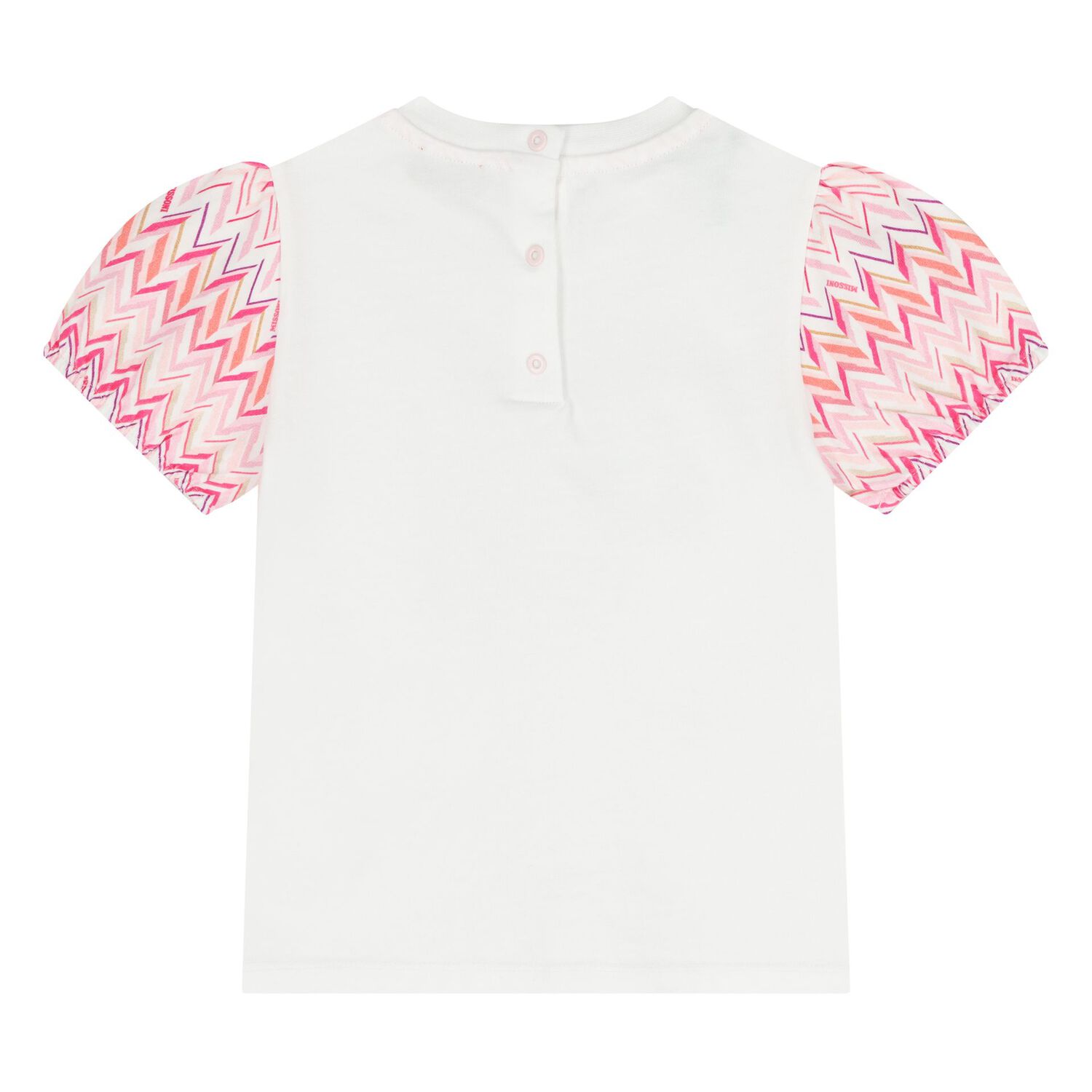 Younger Girls White & Pink Teddy Bear Zig Zag T-Shirt, 1, hi-res