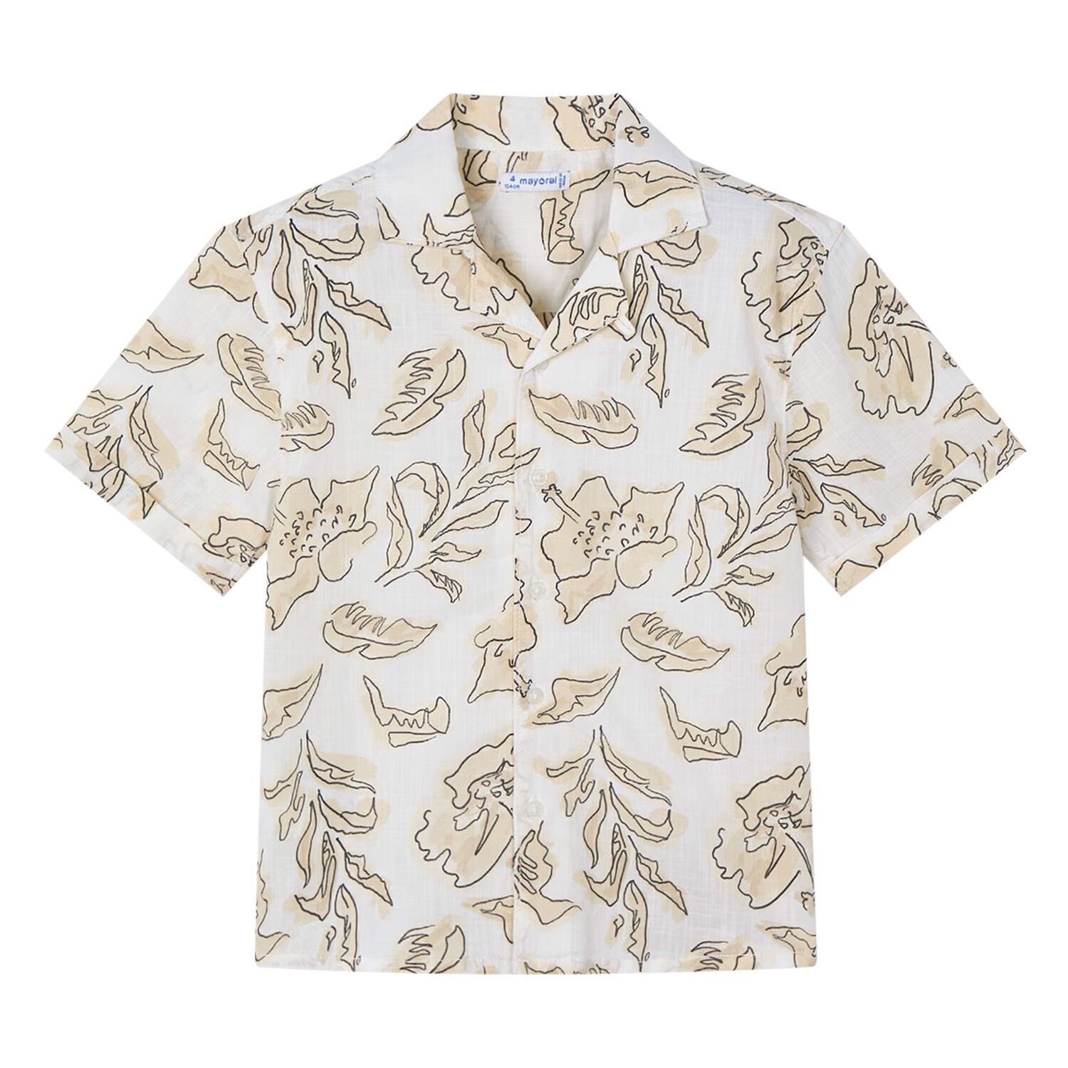 Boys Ivory & Beige Cotton Shirt, 1, hi-res