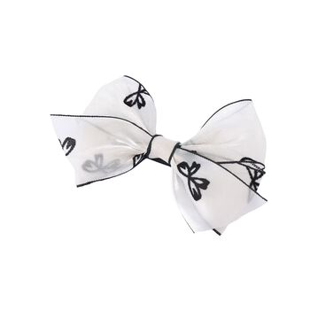 Girls White & Navy Blue Bow Hairclip
