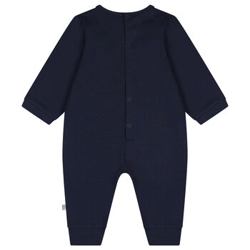Baby Boys Navy Blue & Gold Logo Romper