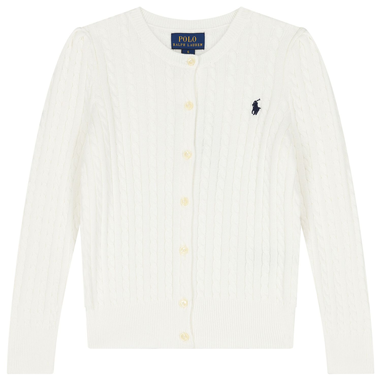 Girls Ivory Logo Cable Knit Cardigan, 1, hi-res